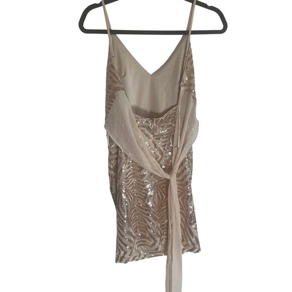 Lulus Women's M Champagne Sequin Asymmetrical Cami  Elegant Party Dress - Picture 7 of 14